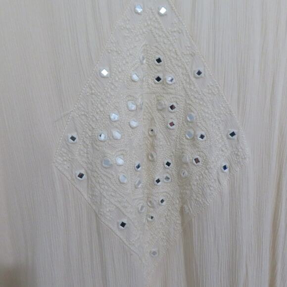 American Eagle Womens Sz M Cream Open Front Boho Kimono Short Cardigan Beachy - Picture 6 of 9